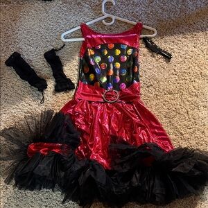 Georgie Girl pink black polka dot tutu dance costume one piece child large